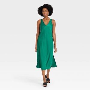 Target / a new day midi women’s green slip dress size XXL // 1XL